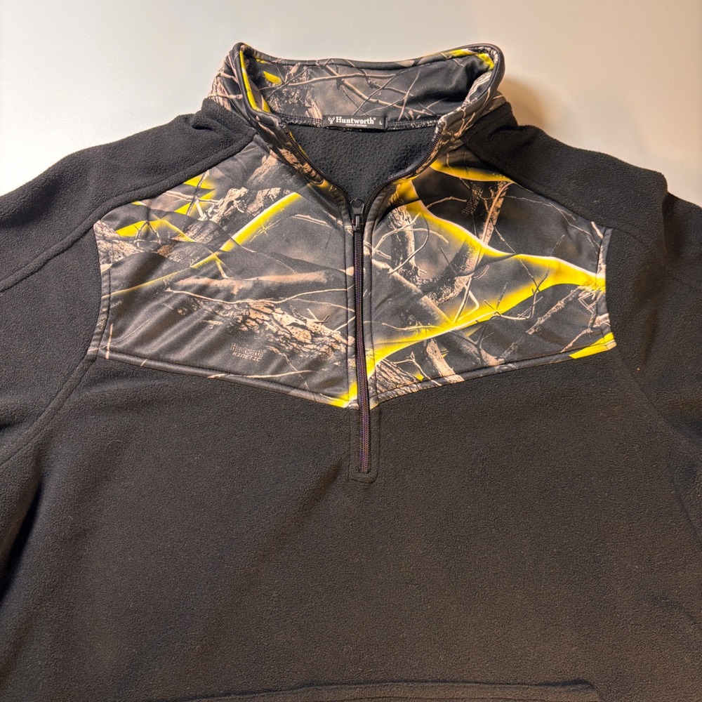 Huntworth 1/4 Zip Fleece Pullover Mens Large‎ Camo Hunting Kangaroo Pocket